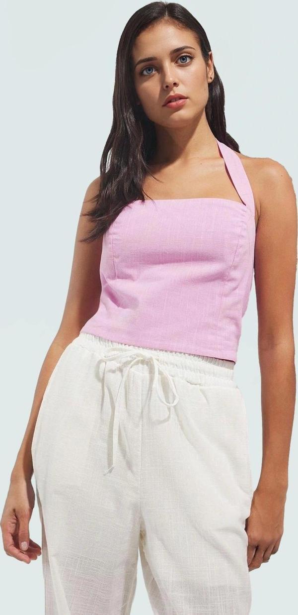 Kadın Keten Görünümlü Fitted Pamuklu Bluz Yazlık Casual Yüksek Kalite Şık Görünüm Trend Tasarım - Image 1