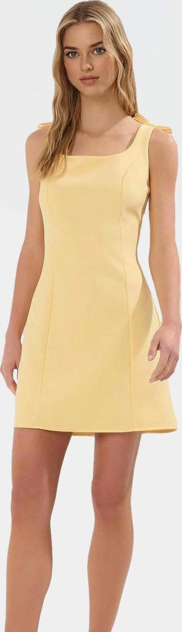 Yazlık A Kesim Fiyonklu Mini Dokuma Elbise Zarifane Tasarım Mükemmel Uyum - Image 1