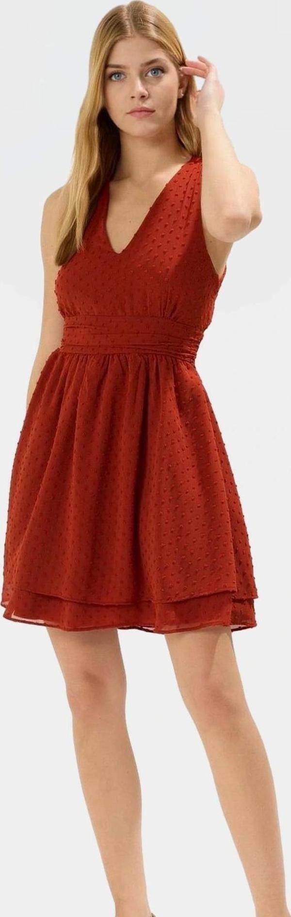 Yazlık Mini Puantiyeli Şifon Elbise Boyundan Bağlamalı Yaka Şık Görünüm Profesyonel - Image 1