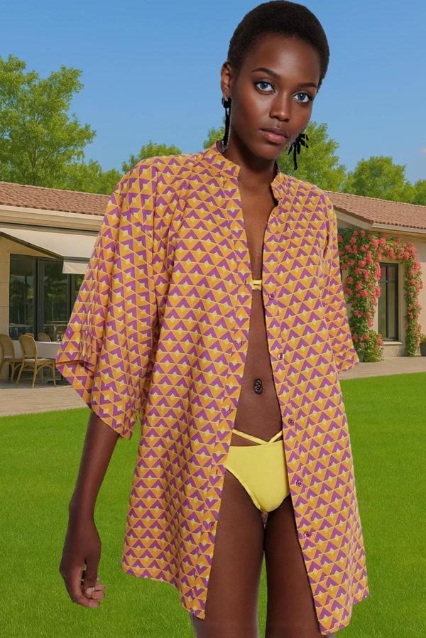 Kadın Çiçek Desenli Mini Pamuklu Plaj Elbisesi Rahat Yazlık Zarifane Tasarım Zarifane Tasarım - Image 1