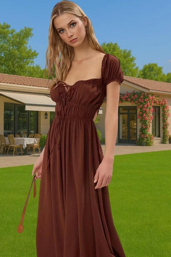 Maxi Dokuma Gipe Detaylı Elbise Yazlık Plaj Elbisesi Premium Kalite Trend Tasarım Yüksek Kalite - Image 1