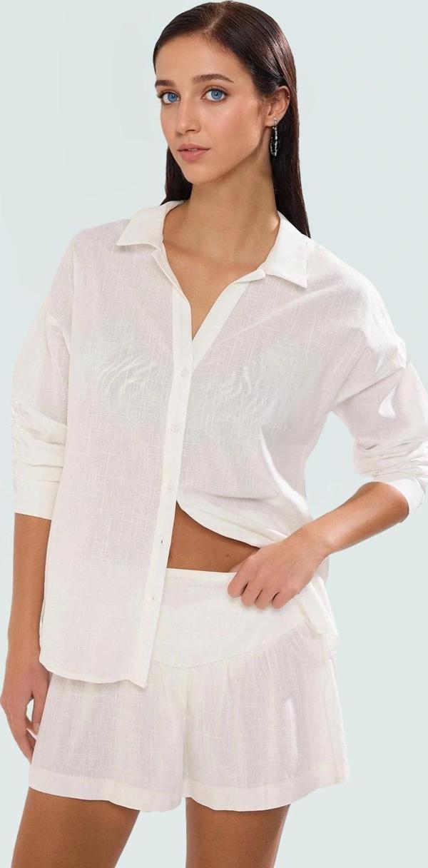 Pamuklu Uzun Kollu Plaj Gömlek Şort Takım Yazlık Rahat Kombin Özenle Seçilmiş Kaliteli İşçilik - Image 1