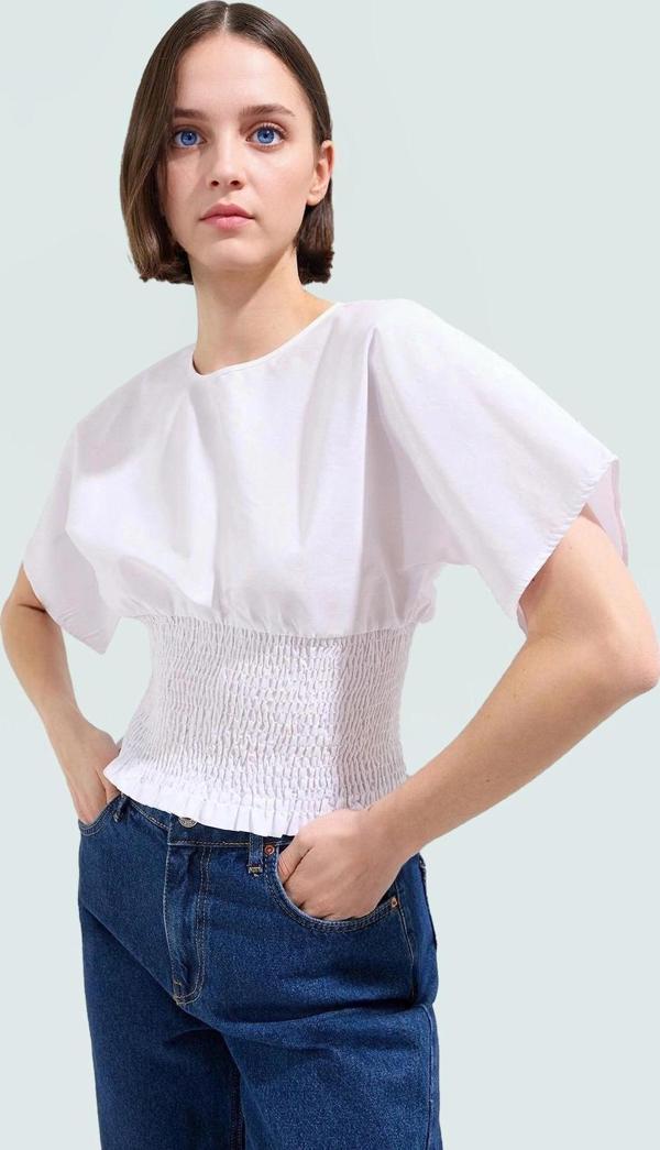 Yazlık Bisiklet Yaka Kısa Kollu Terrycotton Bluz Rahat Kullanım Zarifane Tasarım - Image 1