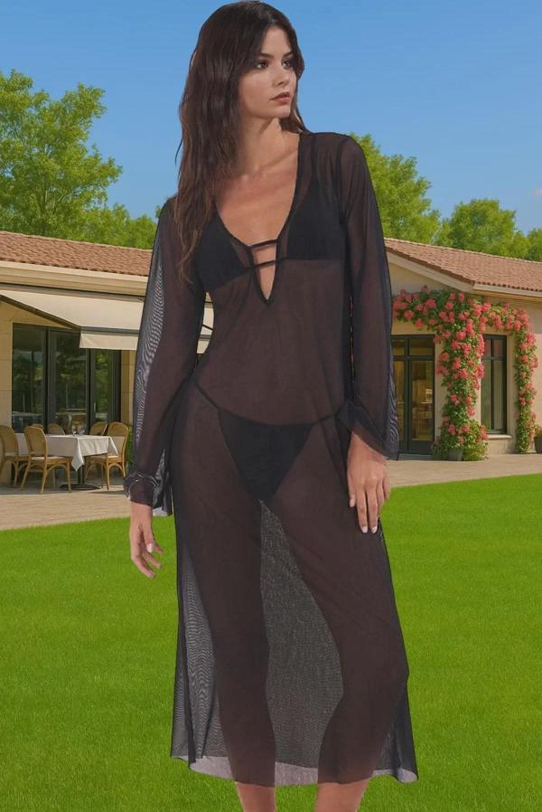 Leopar Desenli Maxi Örme Plaj Elbise Şık Yazlık Tasarım Özenle Seçilmiş Şık Görünüm Rahat Ve Şık - Image 1