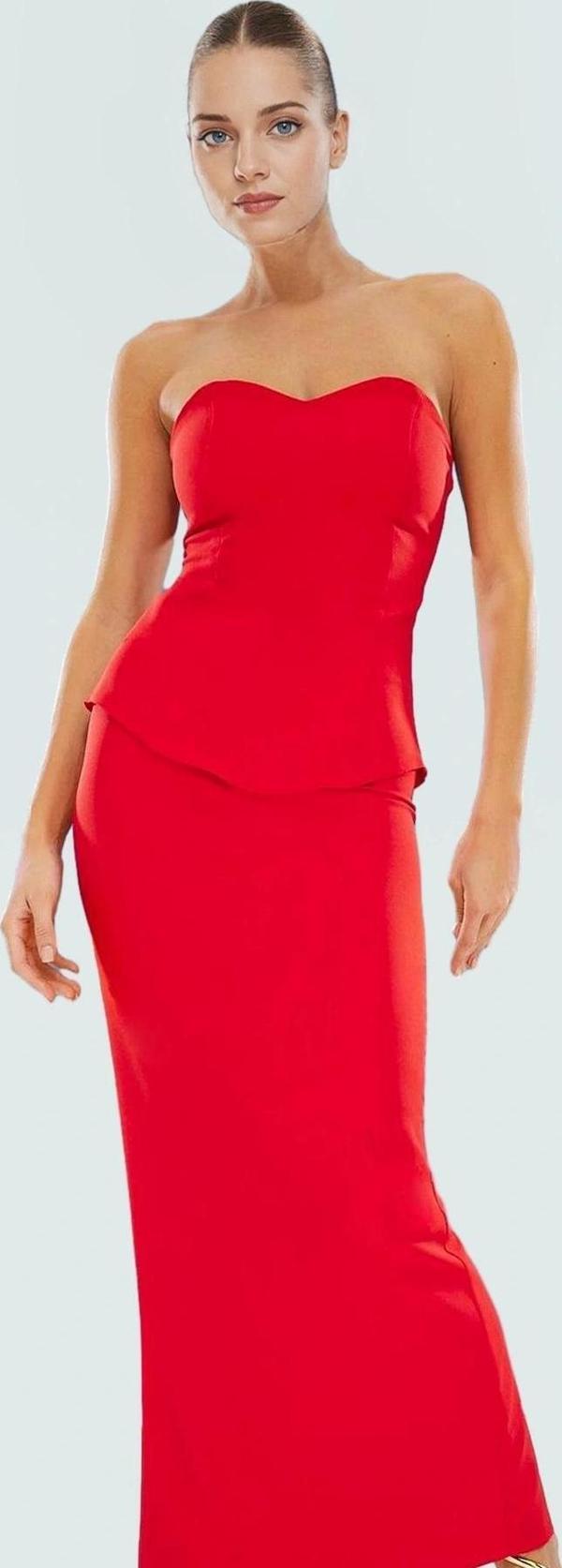 Straplez Fitted Dokuma Elbise Yaz Koleksiyonu Şık Tasarım Profesyonel Görünüm Rahat Kullanım - Image 1