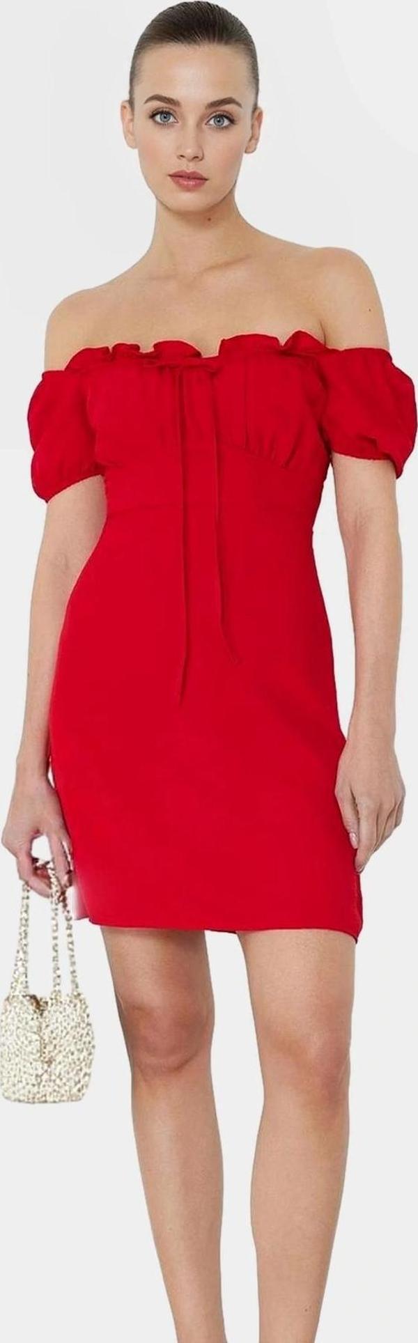 Yazlık Mini Elbise A Line Balon Kol Krep Dokuma Modern Stil Uzun Ömürlü Özenle Seçilmiş - Image 1