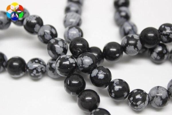 Kar Tanesi Obsidyen Taşı Yarım Dizi 8mm (18cm Uzunluğundadır) - Image 1