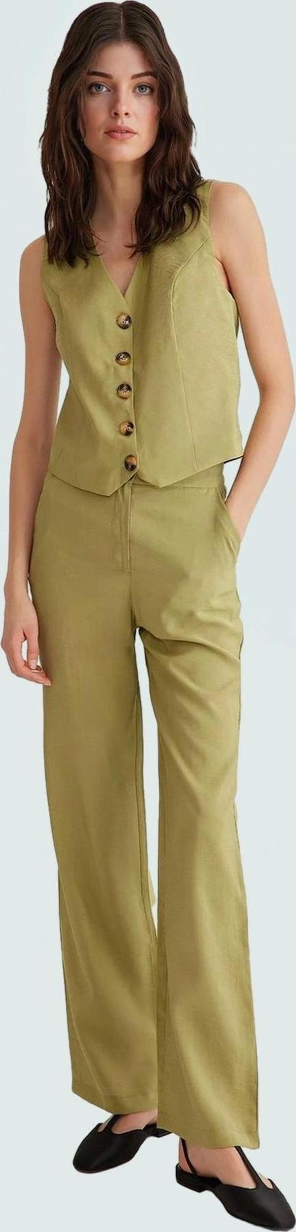 Kadın Yüksek Bel Geniş Paça Modal Pantolon Ve Yelek Takım Günlük Yaz Kombinleri İçin Seçkin Malzeme - Image 1