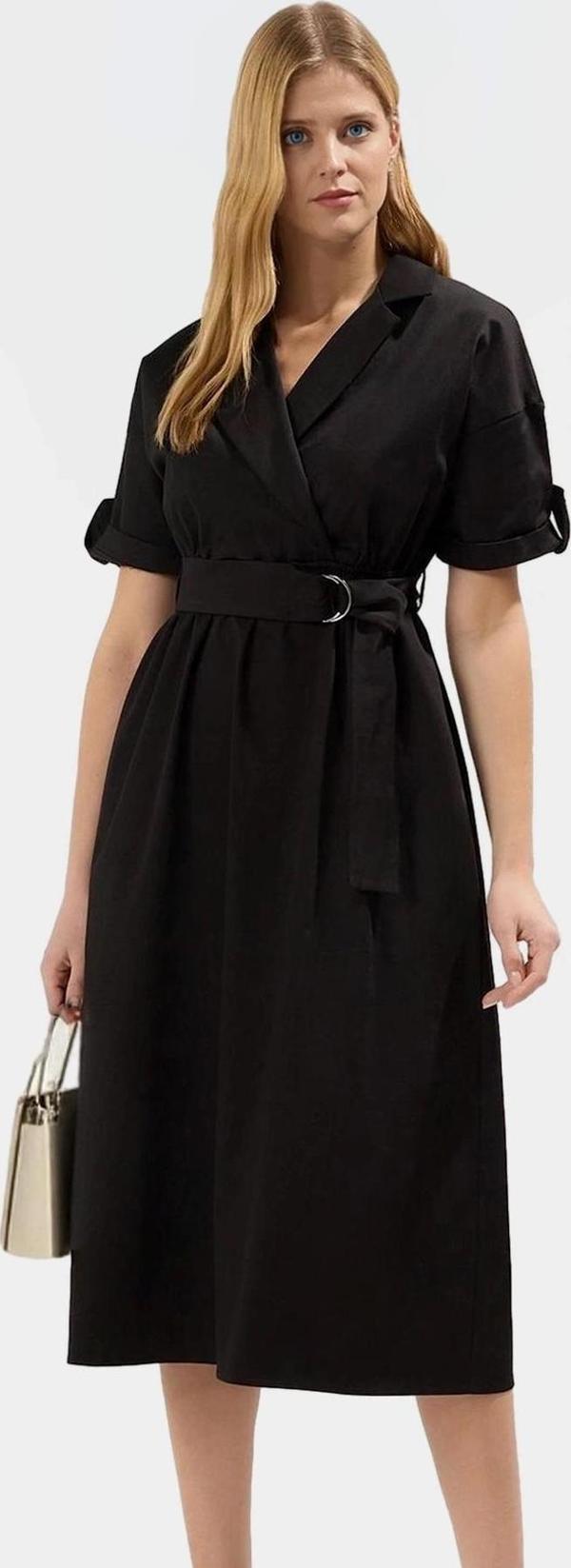 Zarif A Kesim Midi Elbise Dokuma Yazlık Casual Mükemmel Uyum Seçkin Malzeme - Image 1