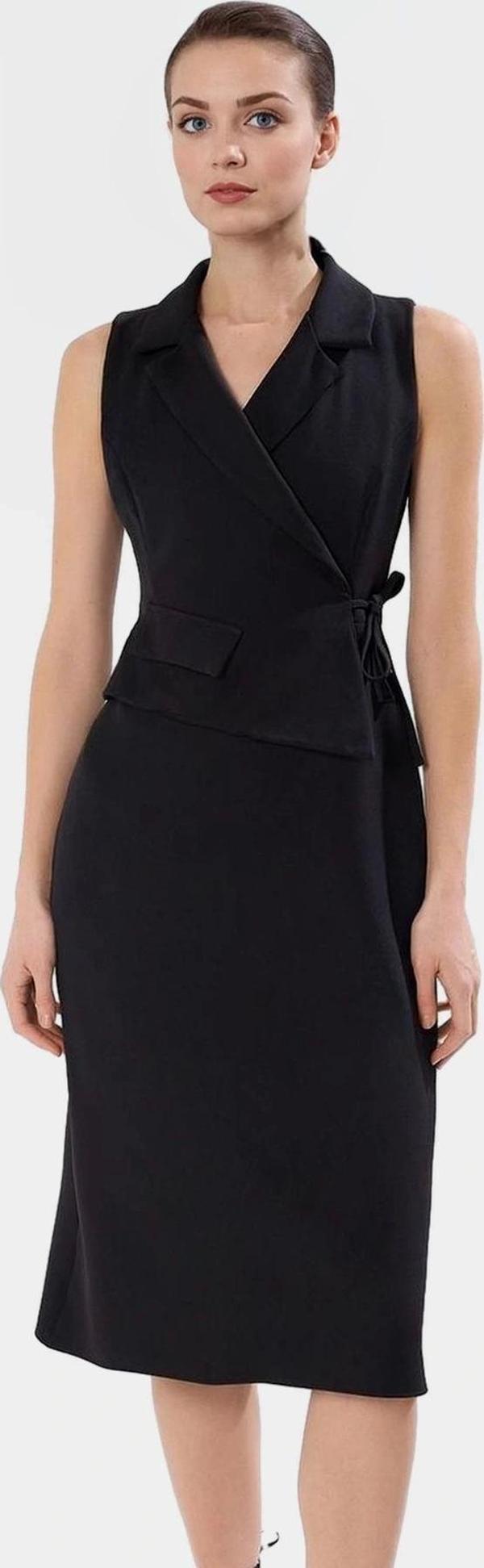 Şık A Kesim Midi Elbise Yazlık Polyester Elastan Dokuma Modern Stil Özenle Seçilmiş - Image 1