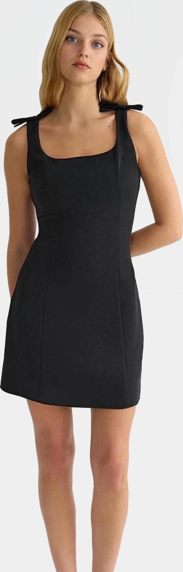 Yazlık A Kesim Fiyonklu Mini Dokuma Elbise Zarifane Tasarım Mükemmel Uyum - Image 1