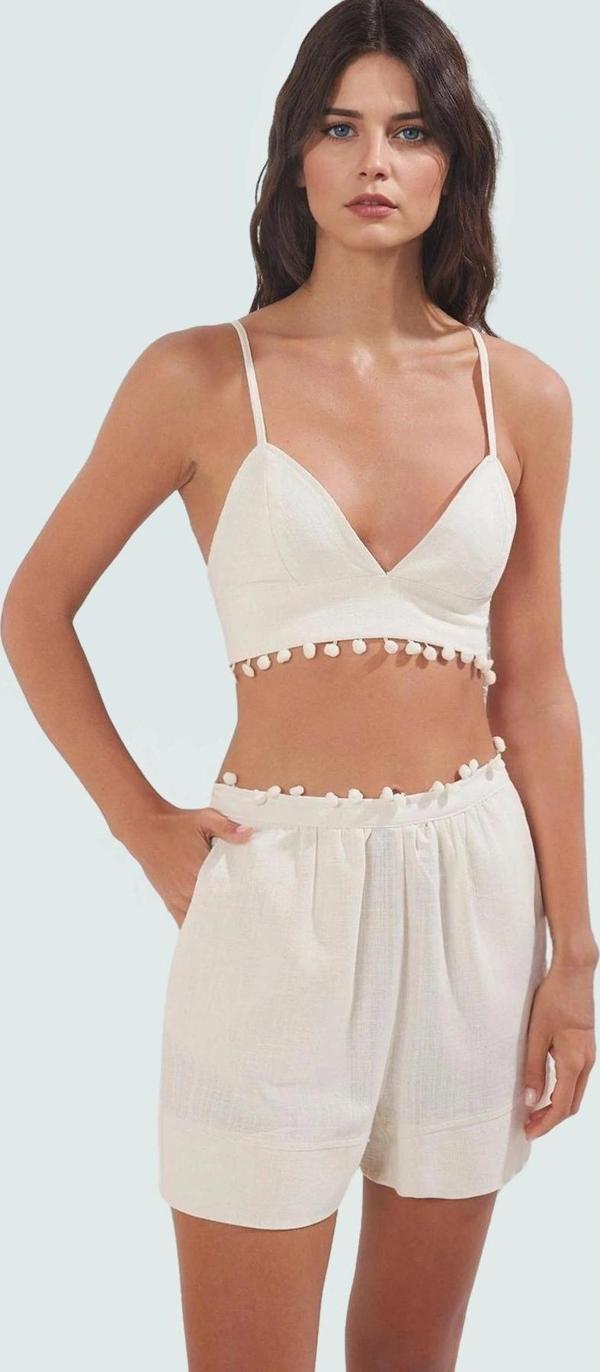 Kadın Pamuklu Büstiyer Şort Takım Yaz Plaj Modası Mükemmel Uyum Özenle Seçilmiş - Image 1