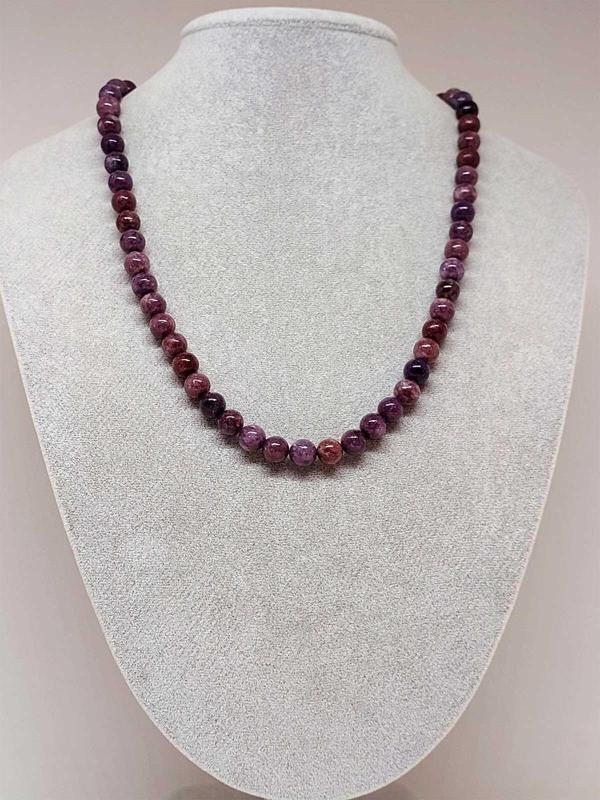 Lepidolit Taşı Kolye 8mm (Sabit Klipsli) - Image 1