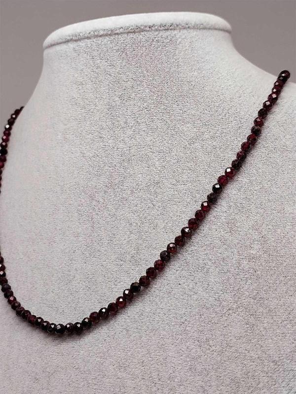 Lal (Garnet – Granat ) Taşı 3mm 1000 Ayar Gümüş İpli Kolye (Sabit Klipsli) - Image 1