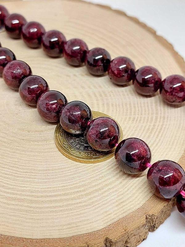 Lal (Garnet – Granat ) Taşı YARIM Dizi 12mm (18cm uzunluğundadır) - Image 1