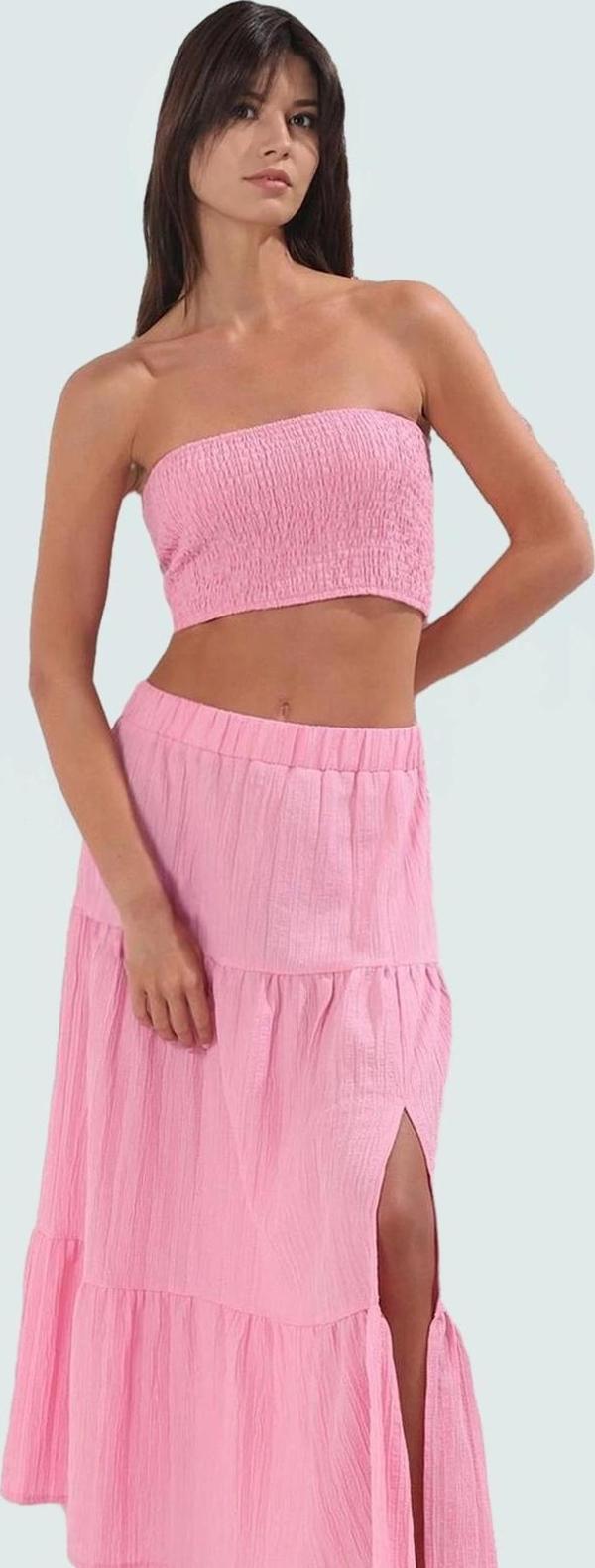 Yazlık Plaj Şıklığı Dokulu Straplez Bluz Etek Takım Zarifane Tasarım Rahat Kullanım - Image 1