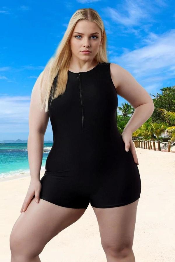 Konforlu Halter Rahat Kesim Büyük Beden Mayo Deniz Kıyafeti Klora Dayanıklı - Image 1