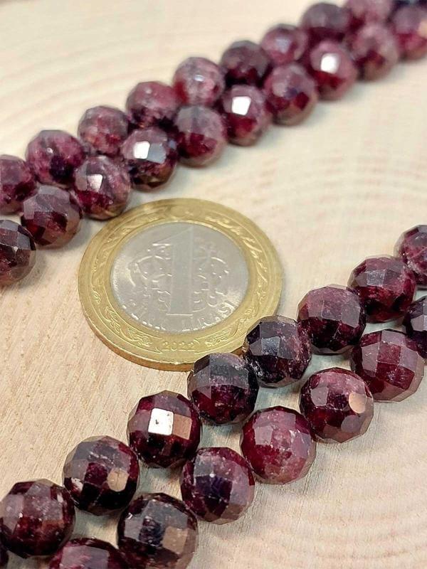 Lal (Granat) (Garnet) Taşı Faset Kesim YARIM Dizi 8mm (18cm uzunluğundadır) - Image 1