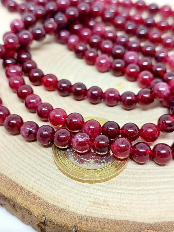 Lal (Granat) (Garnet) Taşı YARIM Dizi 6mm (18cm uzunluğundadır) (42235) - Image 1
