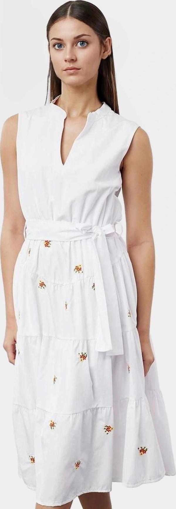 Yazlık Çiçekli Nakışlı Midi Elbise Rahat Günlük Stil Premium Kalite Özel Tasarım Modern - Image 1