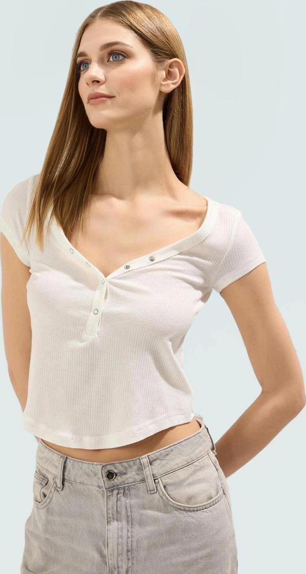 V Yaka Fitted Poliviskon Kaşkorse Bluz Günlük Stil Zarifane Tasarım Yüksek Kalite Trend - Image 1
