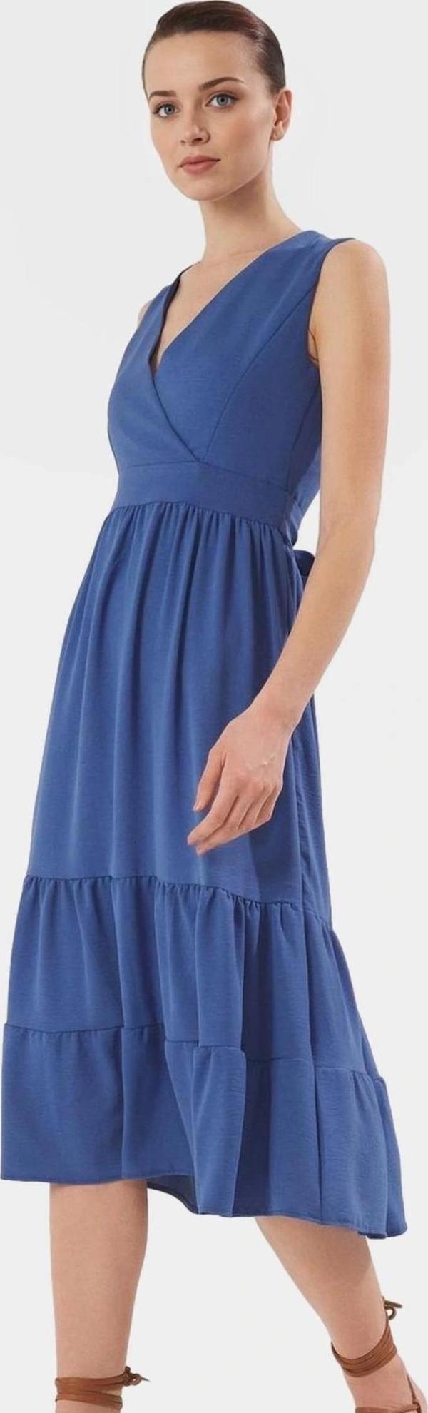 Kadın Midi Boy V Yaka Aerobin Dokuma Elbise Rahat Günlük Stil Trend Tasarım Modern - Image 1