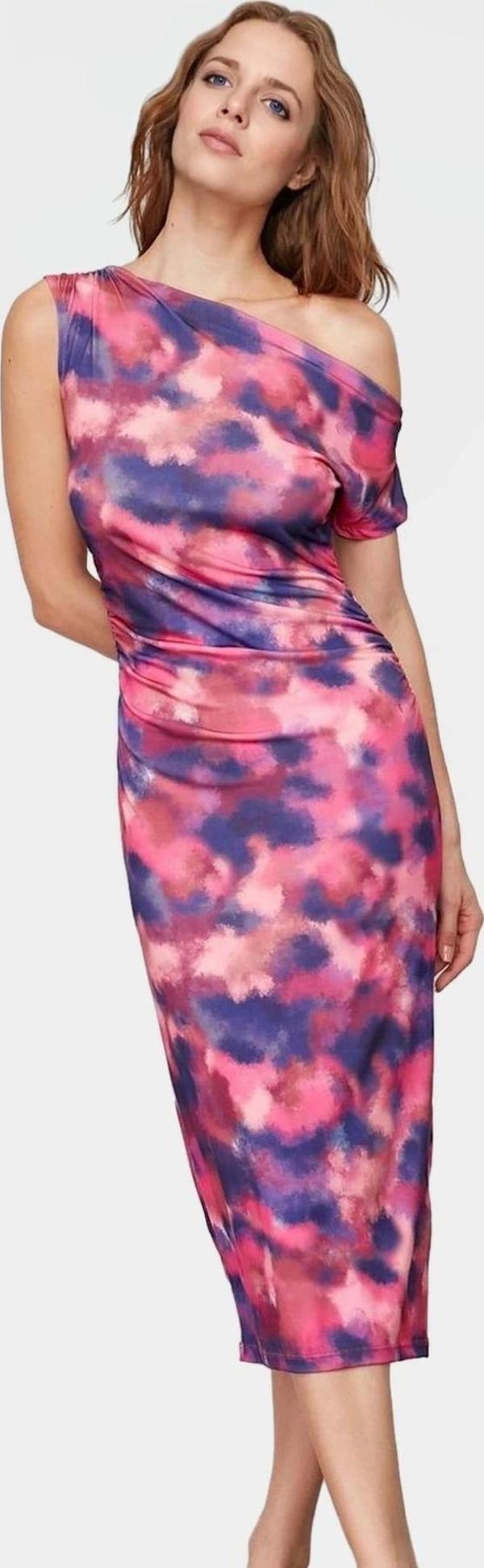 Çok Baskılı Midi Boy Bodycon Elbise Yazlık Örme Kumaş Özel Tasarım Özenle Seçilmiş - Image 1