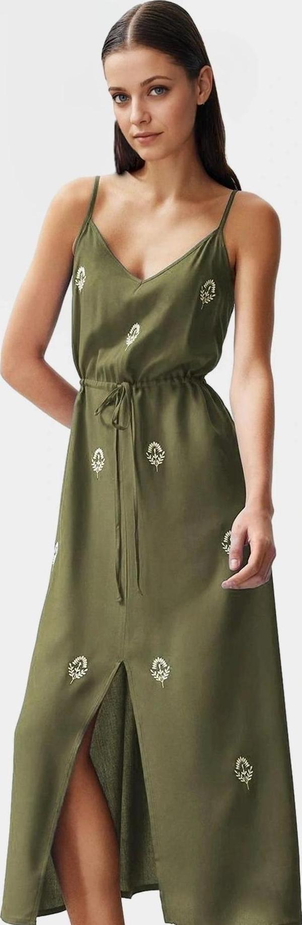 Maxi Çiçekli Nakışlı Viskoz Elbise Günlük Yaz Stilleri İçin Uzun Ömürlü - Image 1