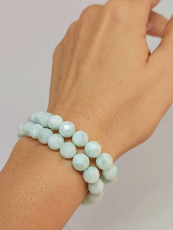 Larimar Taşı Faset Kesim 8mm Unisex İkili Bileklik - Image 1