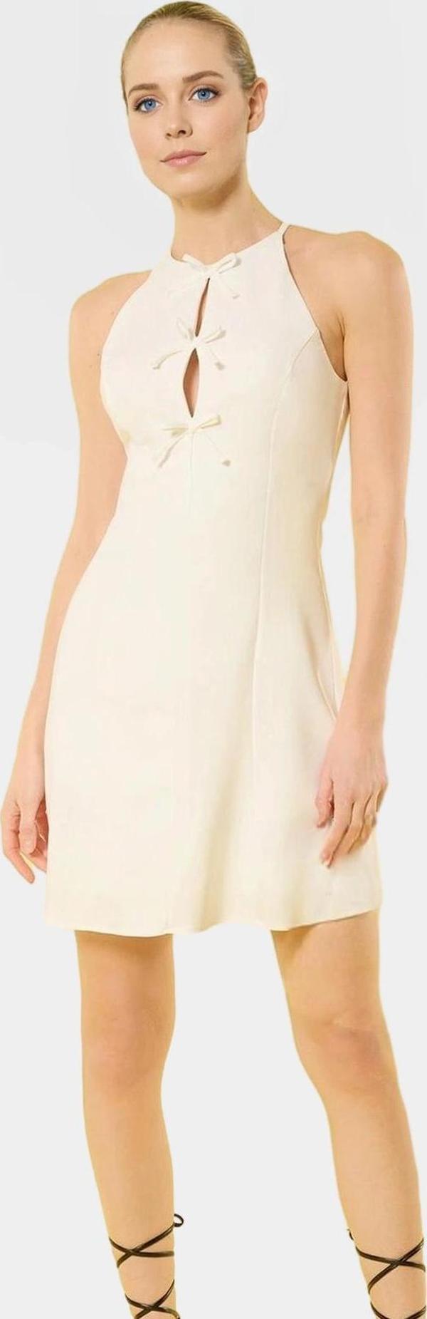 Yazlık Fiyonklu Mini Elbise Dokuma Kumaş Skater Kalıp Profesyonel Görünüm Günlük Kullanım İçin - Image 1