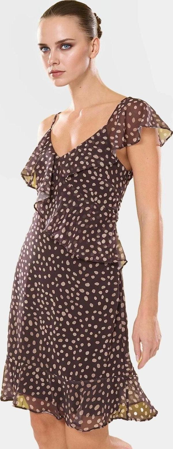 Yazlık Puantiyeli A Kesim Mini Elbise Şifon Dokuma Rahat Kullanım - Image 1