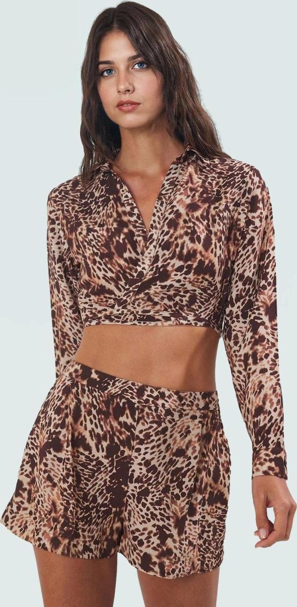 Şık Yılan Desenli Viskoz Kisa Gömlek Ve Şort Takım Yazlık Plaj Kombin Yüksek Kalite Konforlu Kesim - Image 1