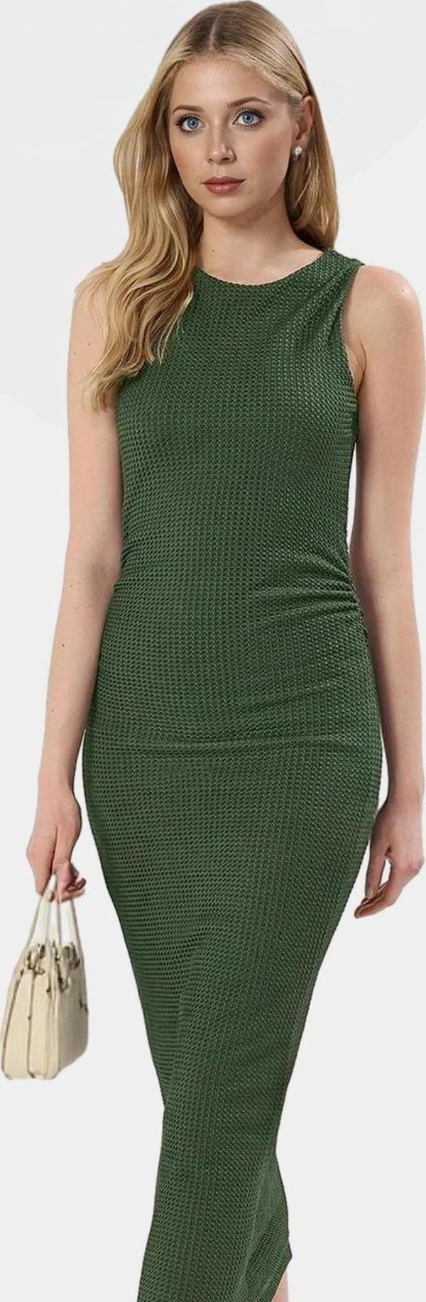 Şık Midi Boy Örme Elbise Bisiklet Yaka 98% Polyester Günlük Stil Konforlu Kesim Kaliteli İşçilik - Image 1