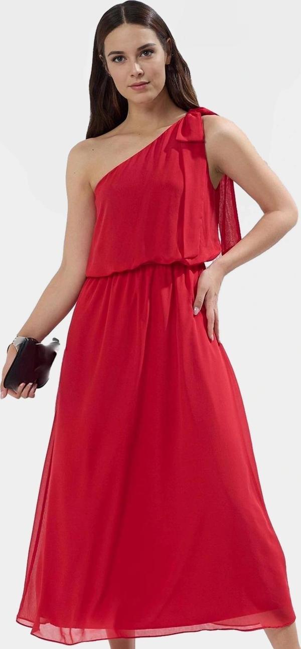 Kadın Maxi Şifon Elbise Tek Omuzlu Skater Kesim Seçkin Malzeme Şık Görünüm - Image 1