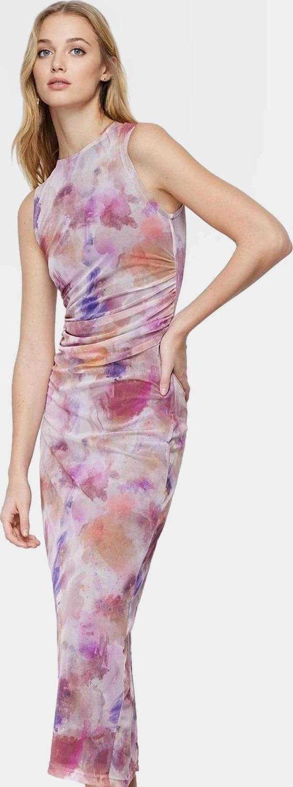 Maxi Elbise Çiçekli Desenli Astarlı Örme Yazlık Zarifane Tasarım - Image 1