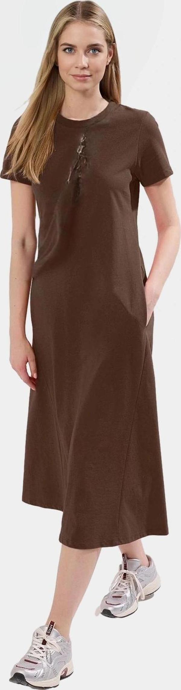 Kadın Midi Boy Örme T shirt Elbise Günlük Kullanım Konforlu Kesim Seçkin Malzeme Rahat Ve Şık - Image 1