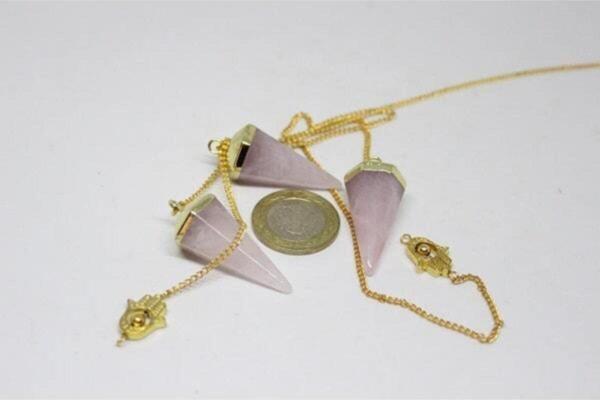 Pembe Kuvars Taşı Pandül Royal Quality Metal Kaplama - Image 1