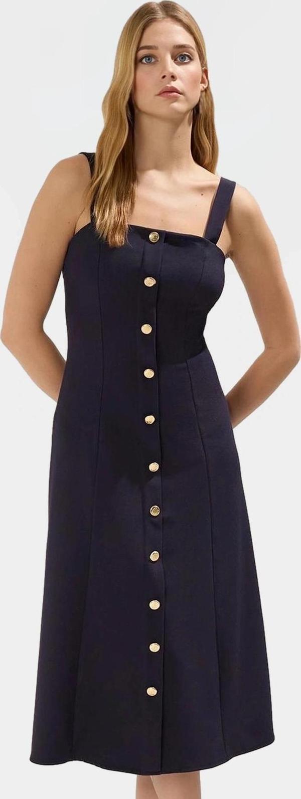 Yazlık Kadın A Kesim Midi Elbise Dokuma Kumaştan Üretilmiş Yüksek Kalite Mükemmel Uyum - Image 1