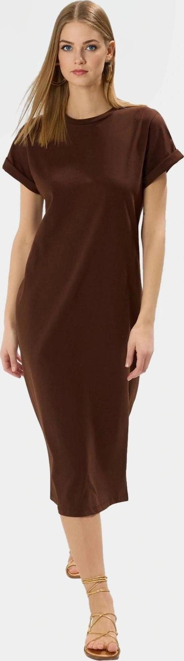 Rahat Kesim Midi Boy Örme Pamuklu T shirt Elbise Günlük Kullanım Kaliteli İşçilik Premium Kalite - Image 1