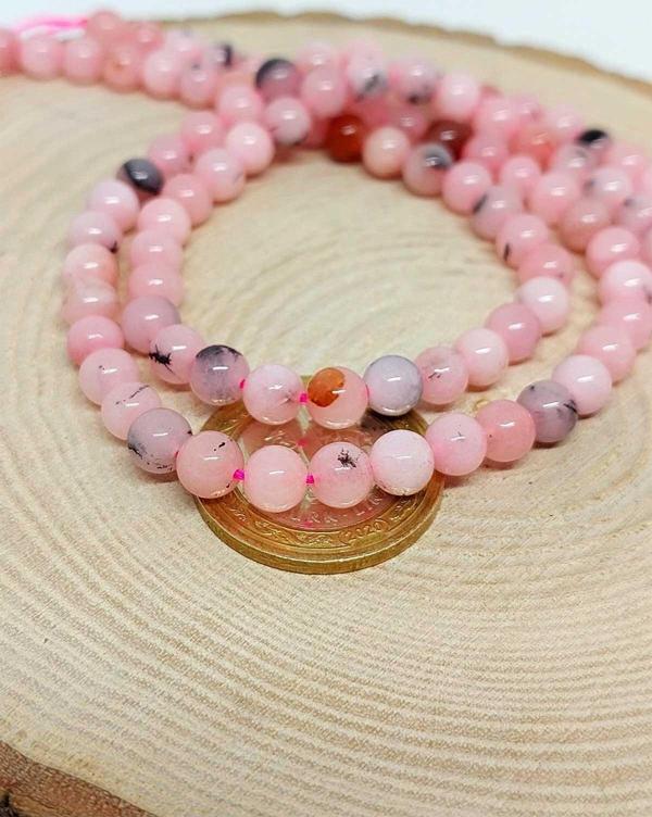 Pembe Siyah Alacalı Opal Taşı YARIM Dizi 6mm (18cm uzunluğundadır) - Image 1