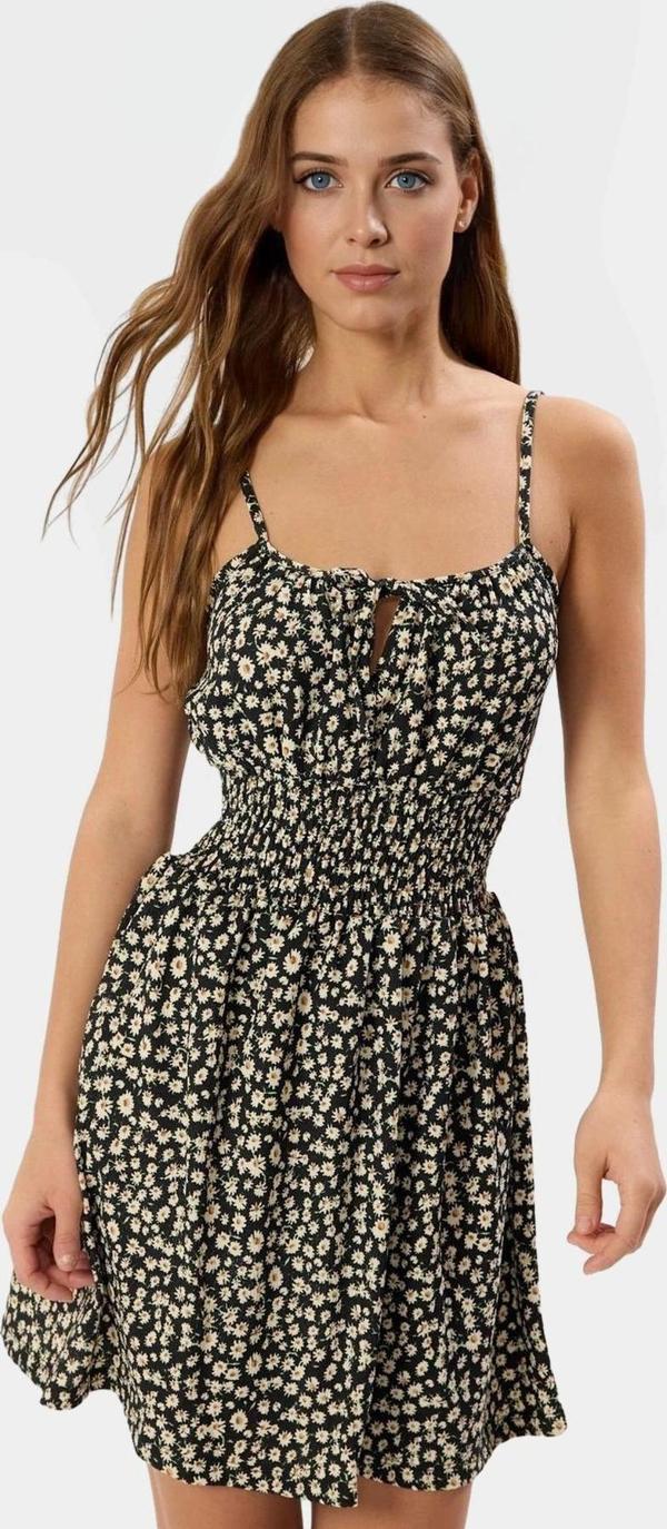 Çiçekli Mini Elbise Örme Kumaş Bodycon Kalıp Günlük Tarz Uzun Ömürlü Özenle Seçilmiş - Image 1