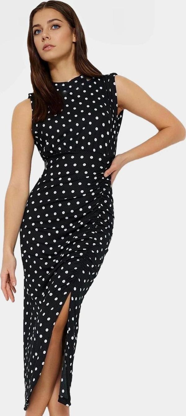 Maxi Elbise Puantiyeli Desenli Esnek Örme Bodycon Kalıp Günlük Stil Konforlu Kesim - Image 1