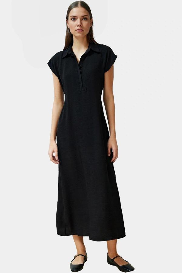 Maxi Dokuma Elbise Viskoz Poliamid A line Günlük Stil Şık Görünüm Özenle Seçilmiş - Image 1