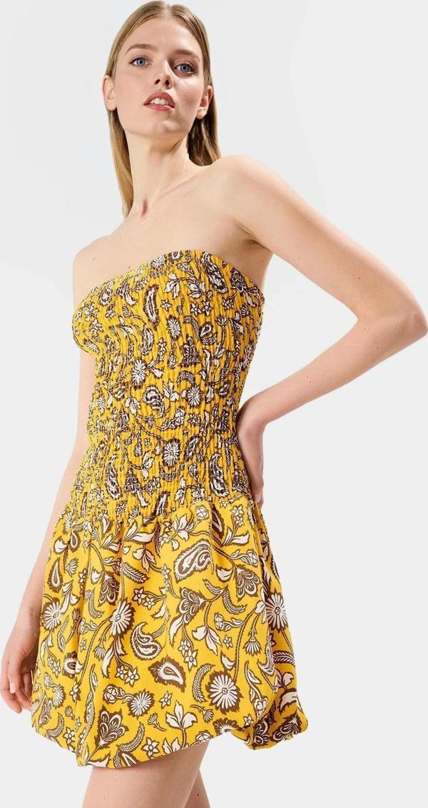 Çiçek Desenli Mini Elbise Pamuklu Dokuma Yazlık Rahat Günlük Kaliteli İşçilik - Image 1