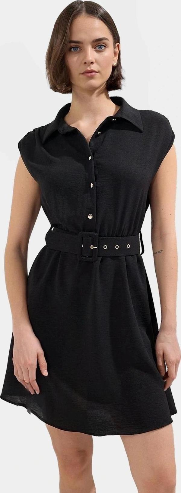 Kadın Kısa A Kesim Kemerli Elbise Polyester Dokuma Günlük Stil Profesyonel Görünüm Mükemmel Uyum - Image 1