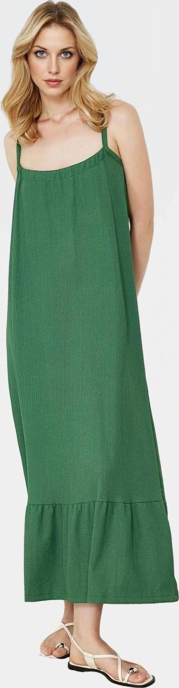 Maxi Örme Elbise İnce Askılı A line Kalıp Polyester Yazlık Rahat Şık Görünüm Trend Tasarım - Image 1
