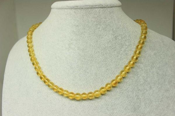 Sitrin Taşı Koyu Renk Kolye 6mm (KLİPSLİ) - Image 1
