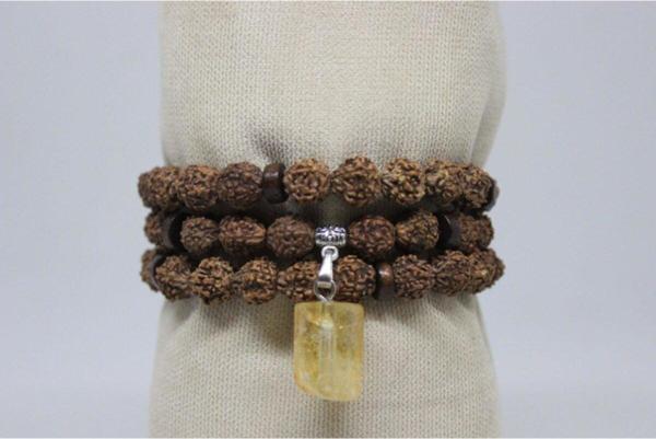 Sitrin Taşlı Rudraksha Tohum Dolama Bileklik 8mm - Image 1