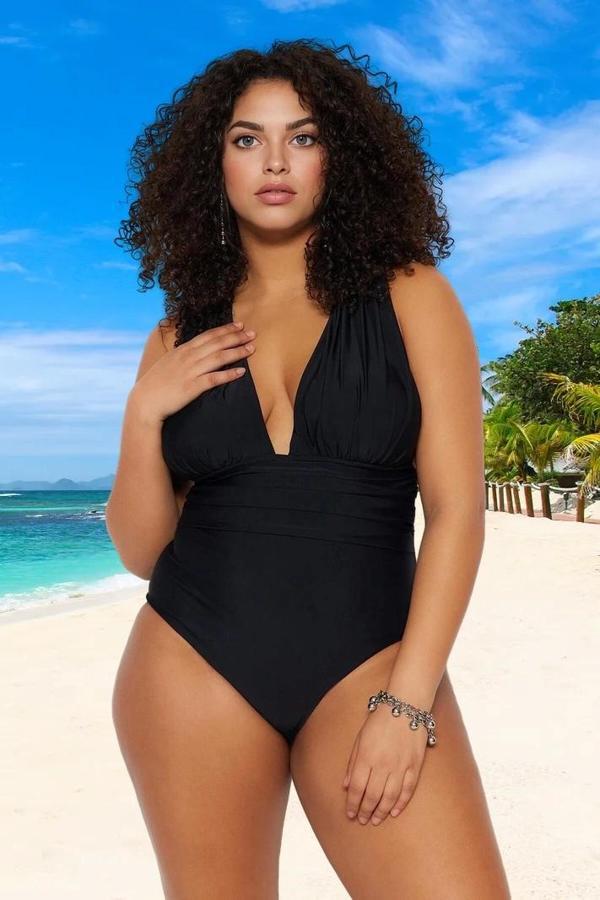 Konforlu Çapraz Rahat Kesim Büyük Beden Mayo Battal Boy Deniz Kıyafeti - Image 1