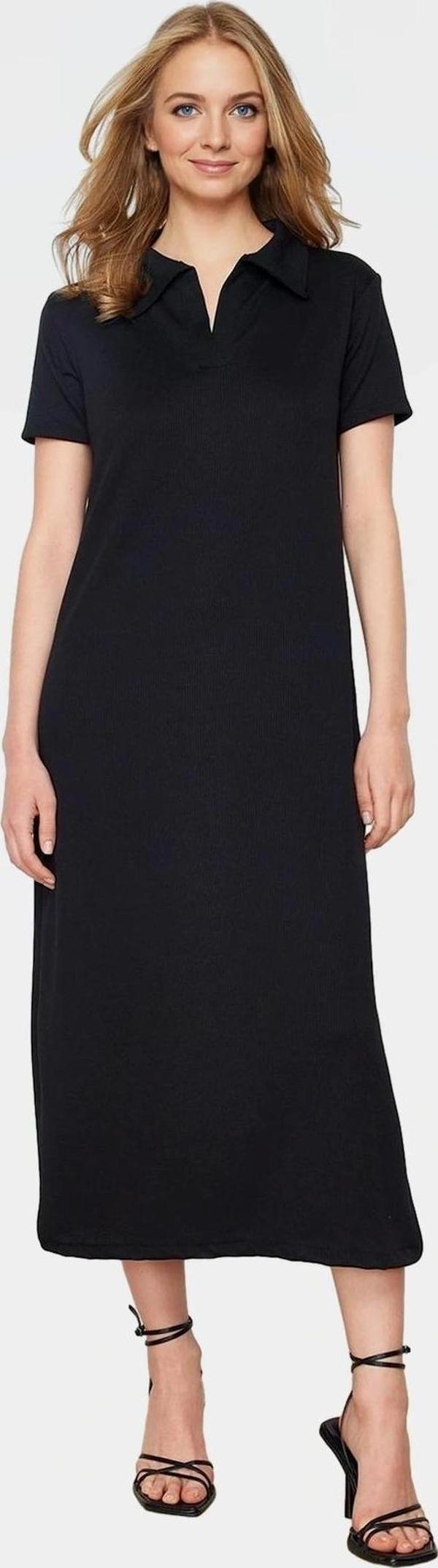 Kadın Midi Boy Örme Elbise Polo Yaka Günlük Şık Tasarım Rahat Kullanım Dayanıklı Malzeme - Image 1